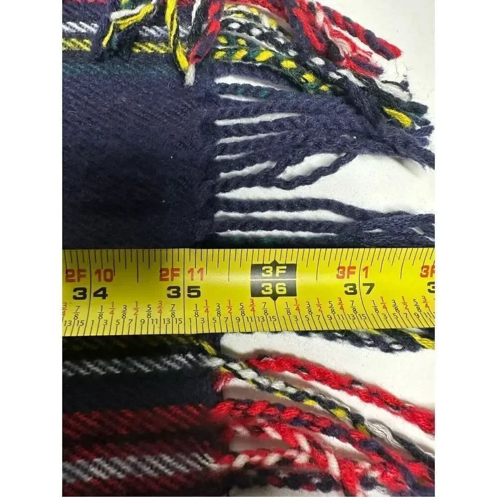 Jesi Lydia Wool Touch Plaid Scarf Shawl Blue Red Size 30” X 70”